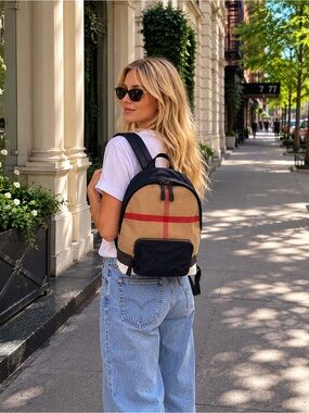 BURBERRY Check Canvas & Nylon Backpack | Laptop Sleeve